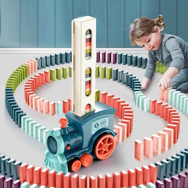 Kids Toys Electric Car - Treno Elettrico Automatico per Posa Domino,